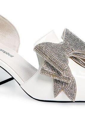 Jeffrey Campbell White Mule with Crystal Bow